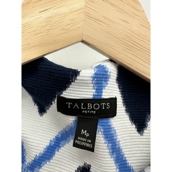 Talbots Women Black Blue Printed TankBlouse Thick Material Size MP Office Career - Picture 5 of 9